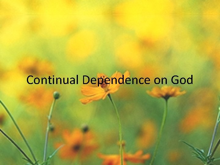 Continual Dependence on God 