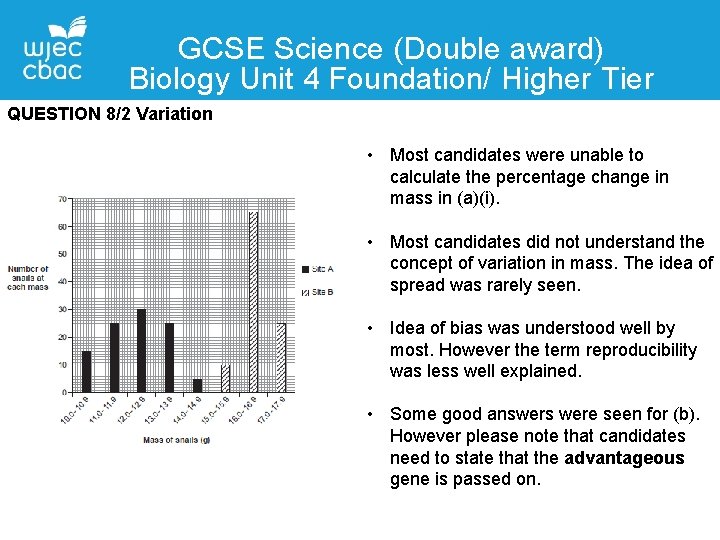 GCSE Science (Double award) Biology Unit 4 Foundation/ Higher Tier QUESTION 8/2 Variation •