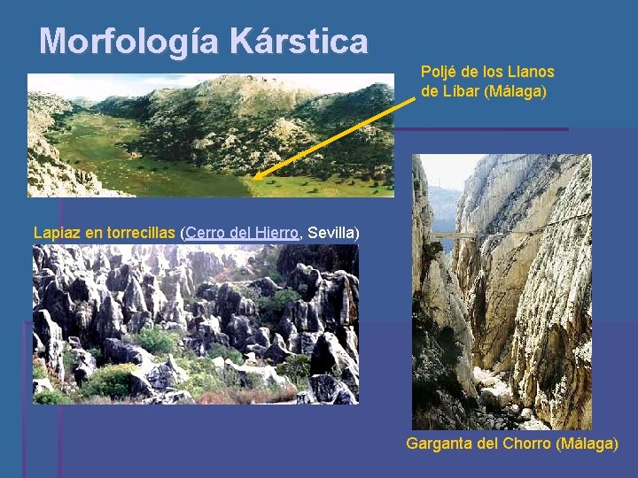 Morfología Kárstica Poljé de los Llanos de Líbar (Málaga) Lapiaz en torrecillas (Cerro del