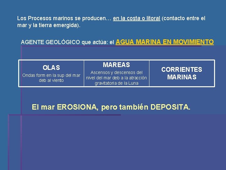  en la costa o litoral (contacto entre el Los Procesos marinos se producen…