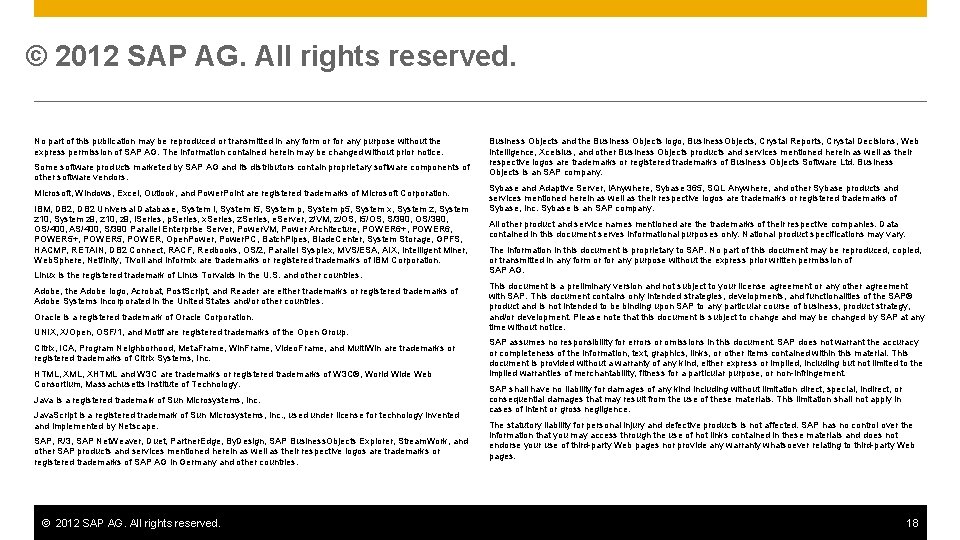 © 2012 SAP AG. All rights reserved. No part of this publication may be © 2012 SAP AG. All rights reserved. No part of this publication may be