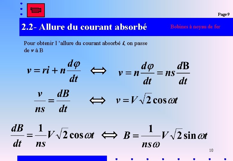 Page 9 2. 2 - Allure du courant absorbé Bobines à noyau de fer Page 9 2. 2 - Allure du courant absorbé Bobines à noyau de fer