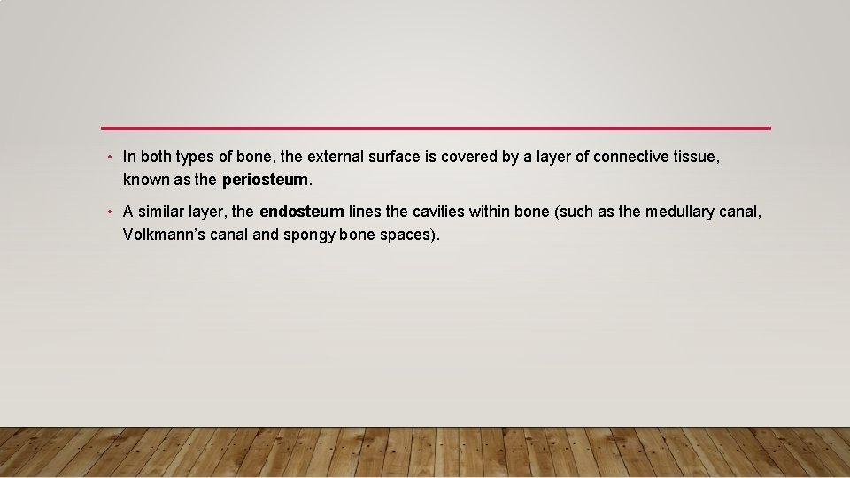  • In both types of bone, the external surface is covered by a