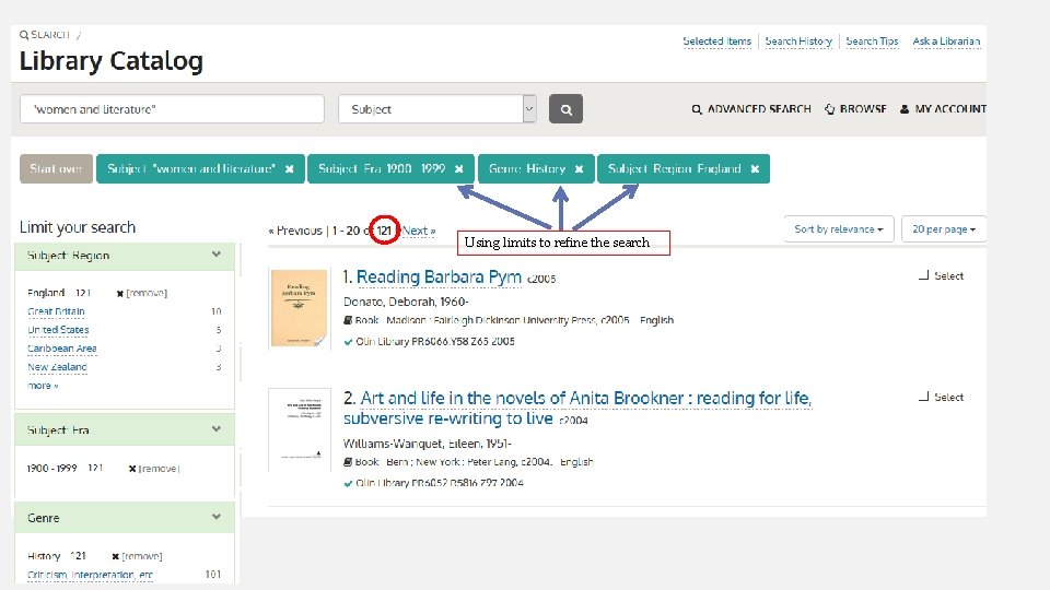 Using limits to refine the search 