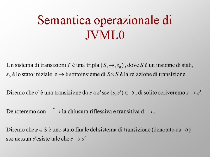 Semantica operazionale di JVML 0 
