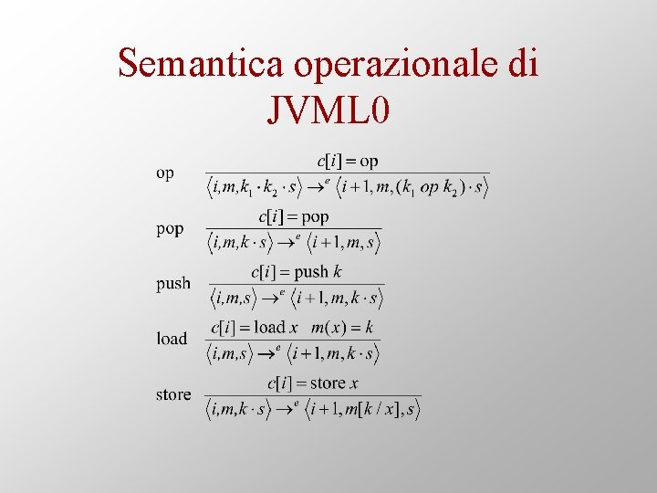 Semantica operazionale di JVML 0 