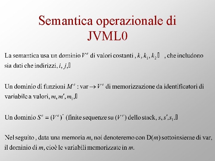 Semantica operazionale di JVML 0 