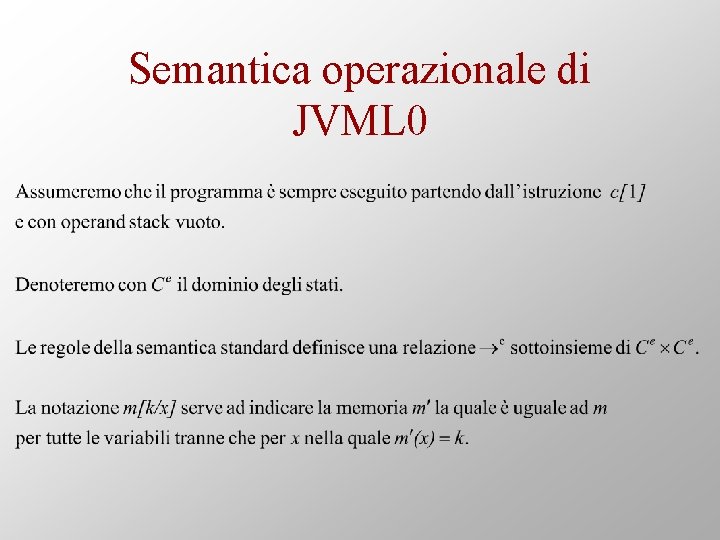 Semantica operazionale di JVML 0 