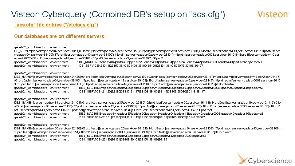 Visteon Cyberquery (Combined DB’s setup on “acs. cfg”) “acs. cfg” file entries (“/etc/acs. cfg”)