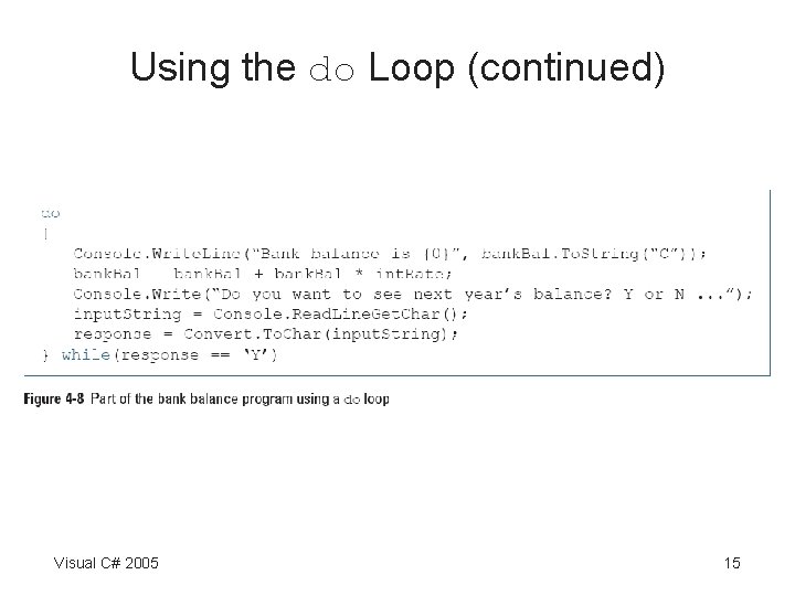 Using the do Loop (continued) Visual C# 2005 15 