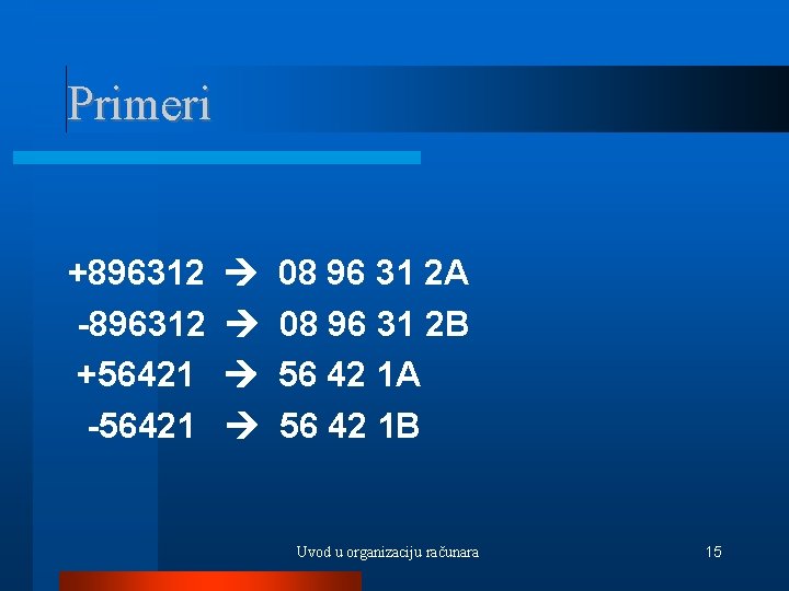 Primeri +896312 -896312 +56421 -56421 08 96 31 2 A 08 96 31 2