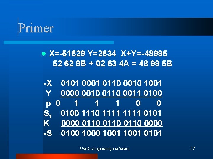 Primer X=-51629 Y=2634 X+Y=-48995 52 62 9 B + 02 63 4 A =