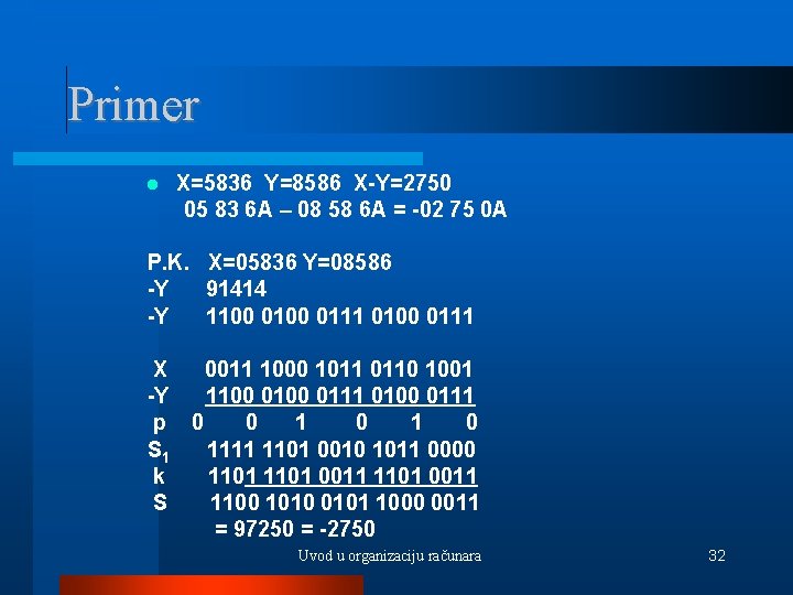 Primer X=5836 Y=8586 X-Y=2750 05 83 6 A – 08 58 6 A =