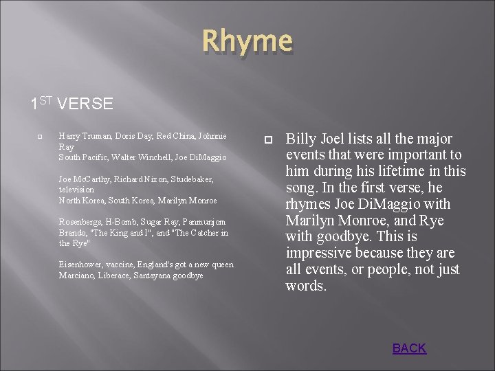 Rhyme 1 ST VERSE Harry Truman, Doris Day, Red China, Johnnie Ray South Pacific,