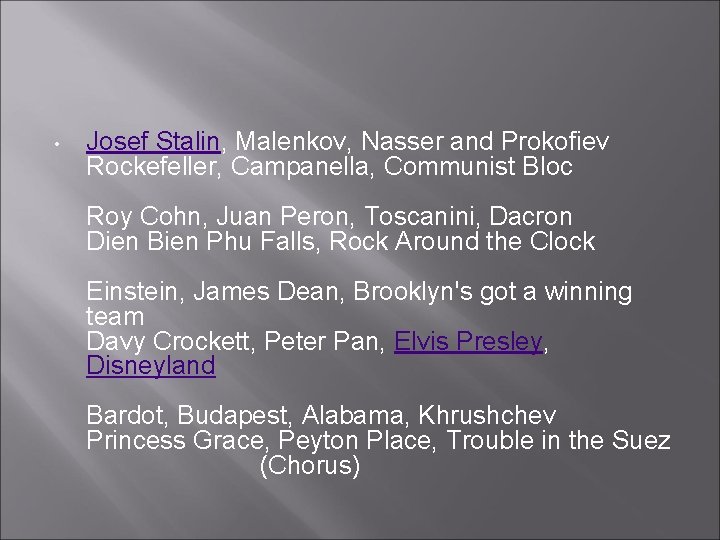  • Josef Stalin, Malenkov, Nasser and Prokofiev Rockefeller, Campanella, Communist Bloc Roy Cohn,