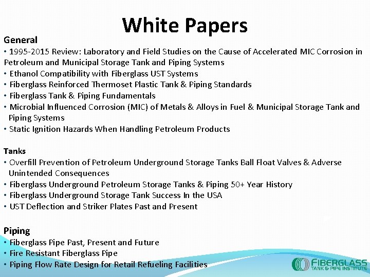 General White Papers • 1995 -2015 Review: Laboratory and Field Studies on the Cause