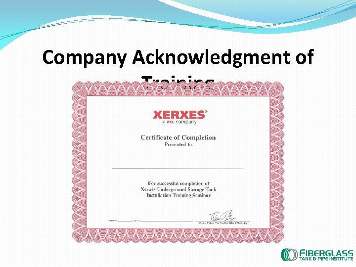 Company Acknowledgment of Training 