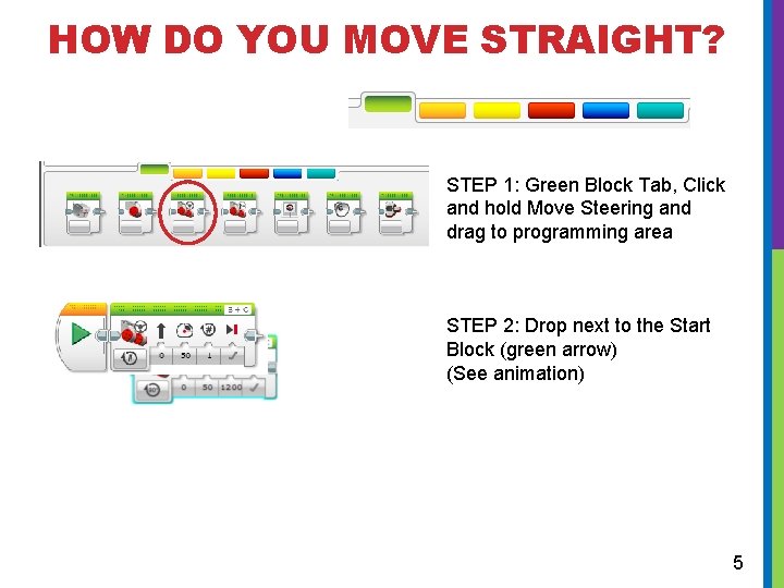 HOW DO YOU MOVE STRAIGHT? STEP 1: Green Block Tab, Click and hold Move