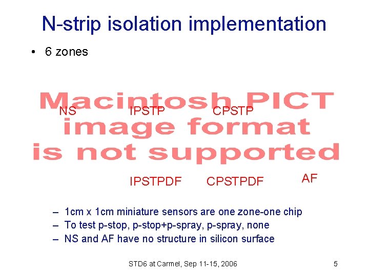 N-strip isolation implementation • 6 zones NS IPSTPDF CPSTPDF AF – 1 cm x