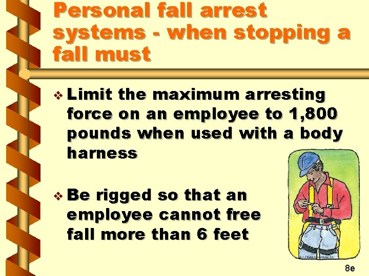 Personal fall arrest systems - when stopping a fall must v Limit the maximum