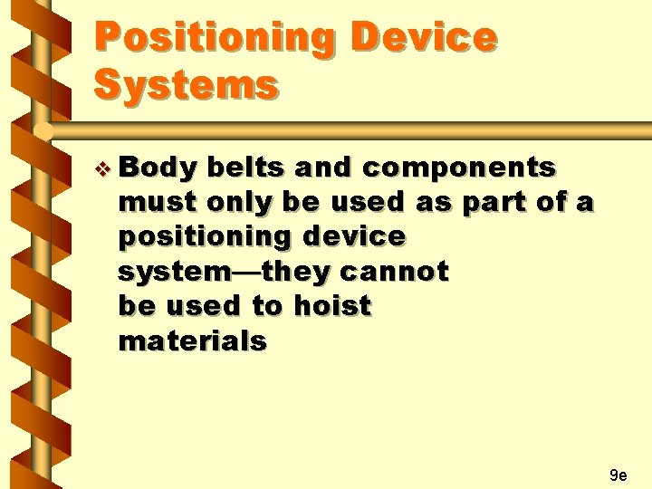 Positioning Device Systems v Body belts and components must only be used as part