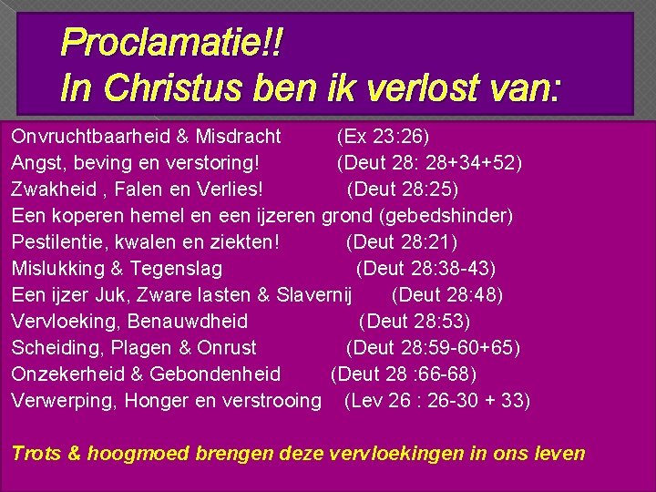 Proclamatie!! In Christus ben ik verlost van: Onvruchtbaarheid & Misdracht (Ex 23: 26) Angst,