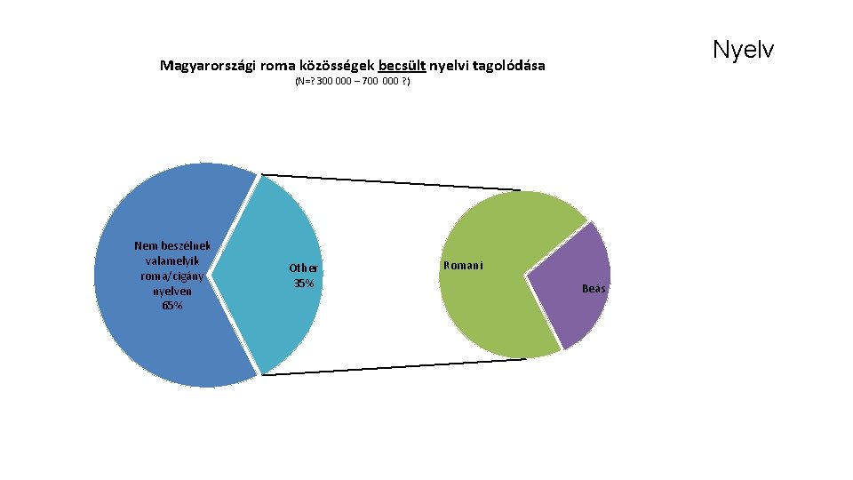 Nyelv Magyarországi roma közösségek becsült nyelvi tagolódása (N=? 300 000 – 700 000 ?