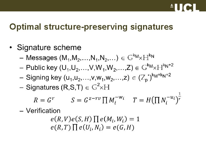 Optimal structure-preserving signatures • 