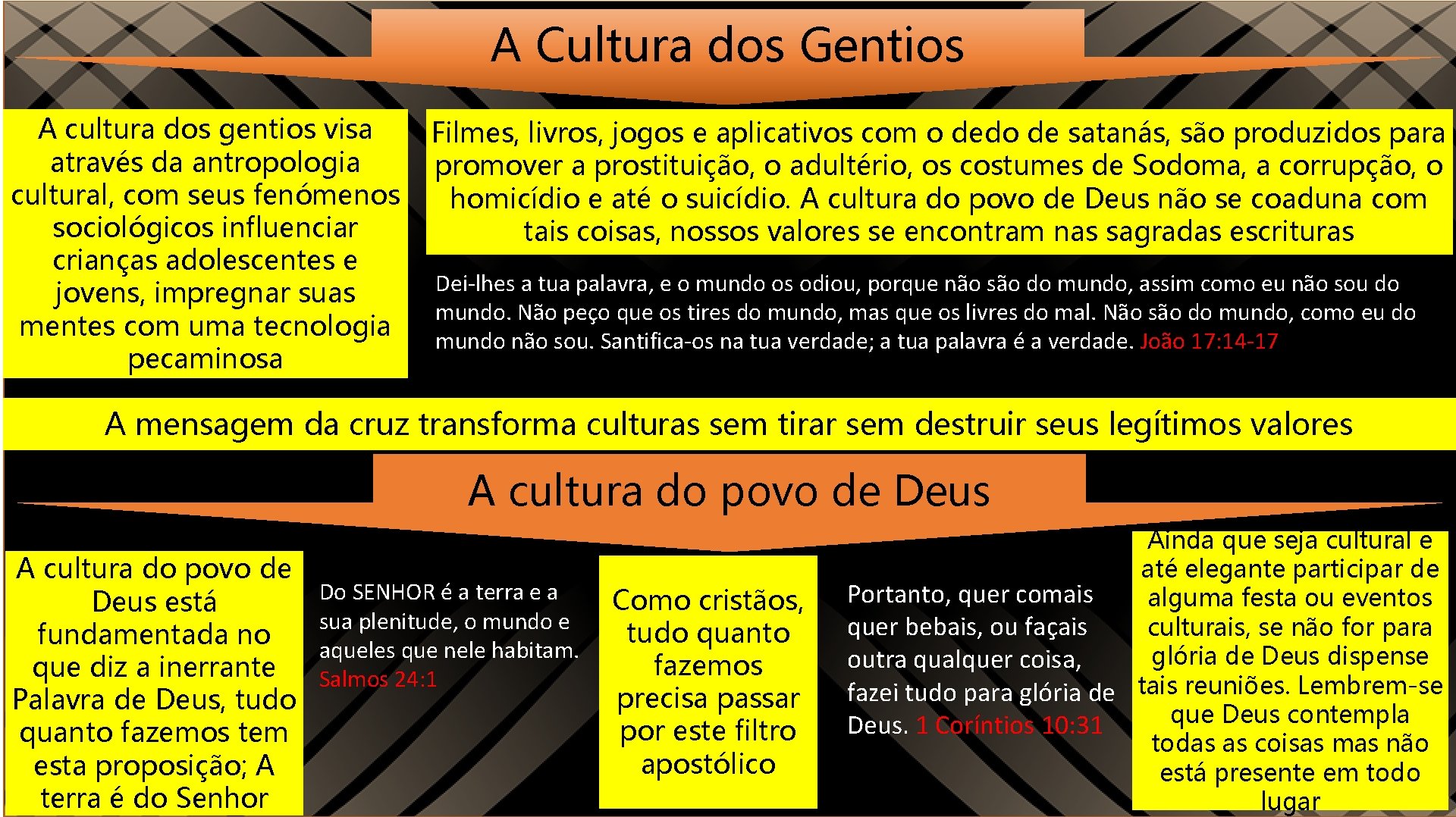 A Cultura dos Gentios A cultura dos gentios visa através da antropologia cultural, com
