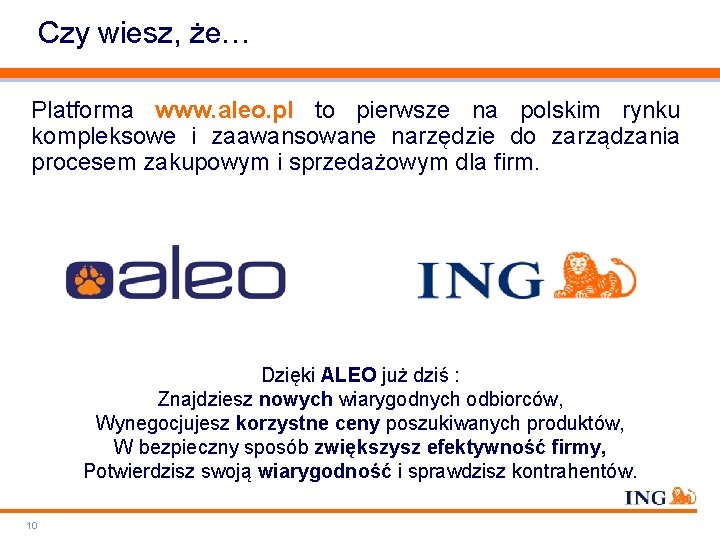 Czy wiesz, że… Platforma www. aleo. pl to pierwsze na polskim rynku kompleksowe i