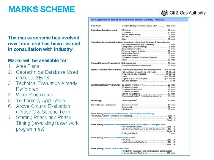 MARKS SCHEME The marks scheme has evolved over time, and has been revised in