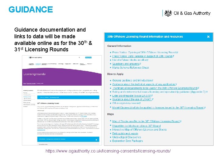 GUIDANCE Guidance documentation and links to data will be made available online as for