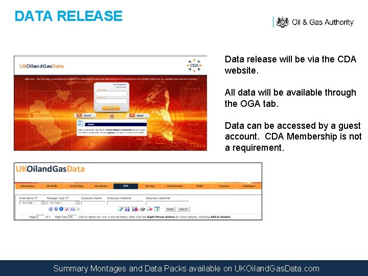 DATA RELEASE Data release will be via the CDA website. All data will be
