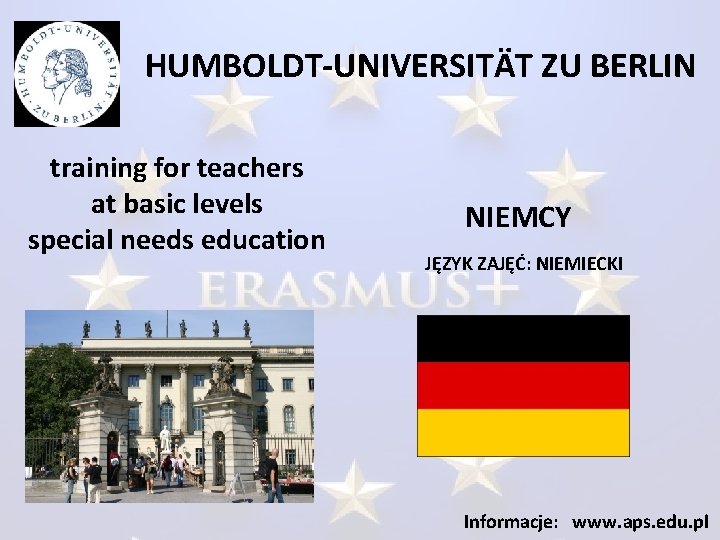 HUMBOLDT-UNIVERSITÄT ZU BERLIN training for teachers at basic levels special needs education NIEMCY JĘZYK