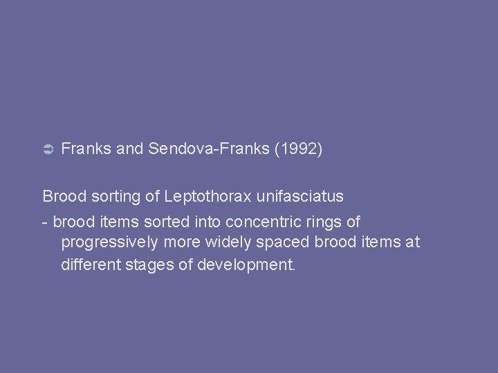  Franks and Sendova-Franks (1992) Brood sorting of Leptothorax unifasciatus - brood items sorted