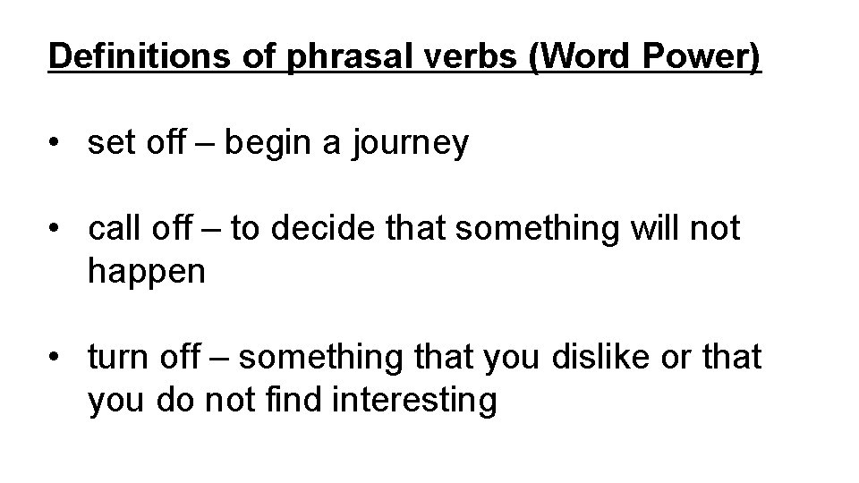 PUT OFF DELAY PHRASAL VERBS WITHOUT STRESS PHRASAL POWER visual data 3