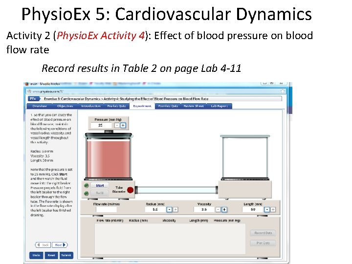 Physio. Ex 5: Cardiovascular Dynamics Activity 2 (Physio. Ex Activity 4): Effect of blood