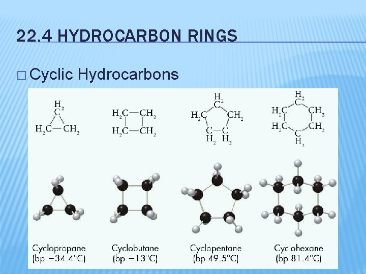 22. 4 HYDROCARBON RINGS � Cyclic Hydrocarbons 