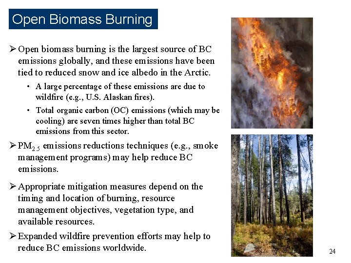 Open Biomass Burning Ø Open biomass burning is the largest source of BC emissions