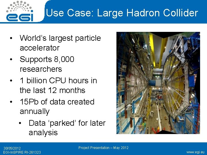 Use Case: Large Hadron Collider • World’s largest particle accelerator • Supports 8, 000