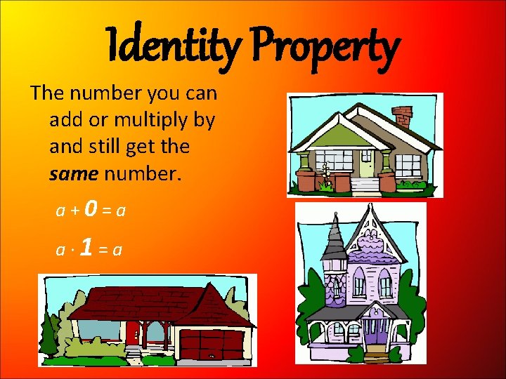 Identity Property The number you can add or multiply by and still get the