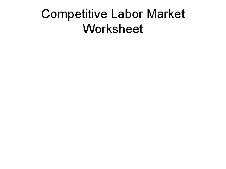Competitive Labor Market Worksheet Competitive Labor Market Worksheet