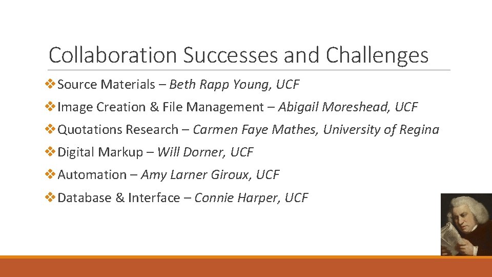 Collaboration Successes and Challenges v. Source Materials – Beth Rapp Young, UCF v. Image