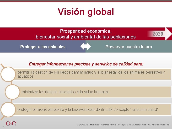 Visión global Prosperidad económica, bienestar social y ambiental de las poblaciones Proteger a los