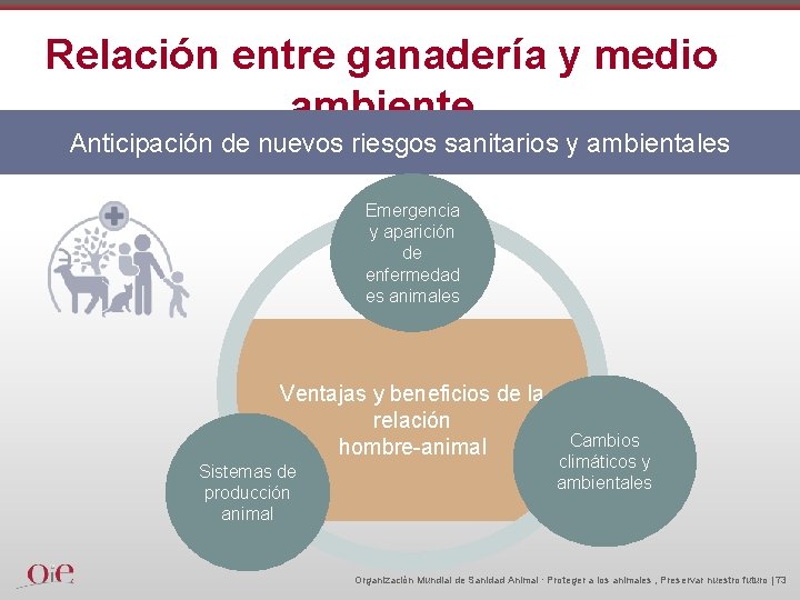 Relación entre ganadería y medio ambiente Anticipación de nuevos riesgos sanitarios y ambientales Emergencia