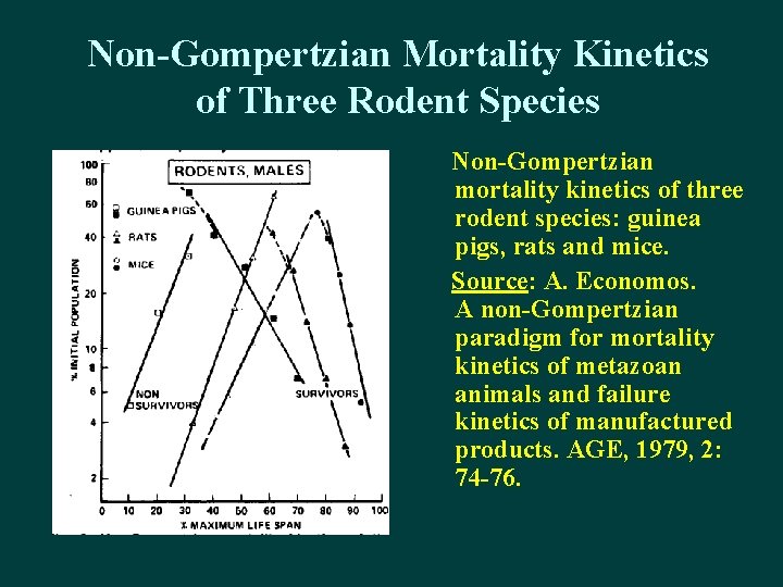 Non-Gompertzian Mortality Kinetics of Three Rodent Species Non-Gompertzian mortality kinetics of three rodent species:
