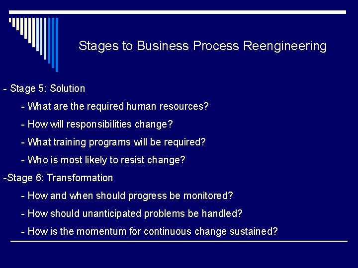 Stages to Business Process Reengineering - Stage 5: Solution - What are the required Stages to Business Process Reengineering - Stage 5: Solution - What are the required