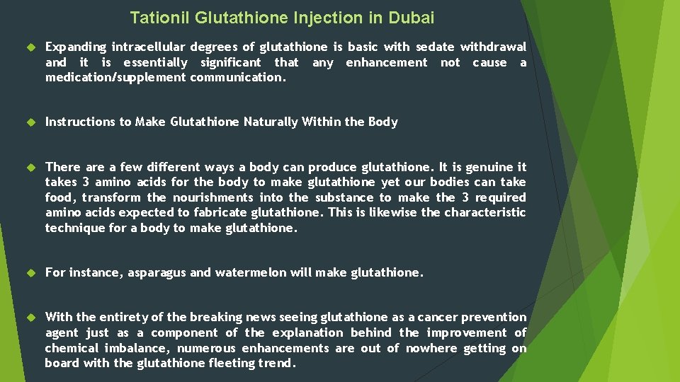Tationil Glutathione Injection in Dubai Expanding intracellular degrees of glutathione is basic with sedate