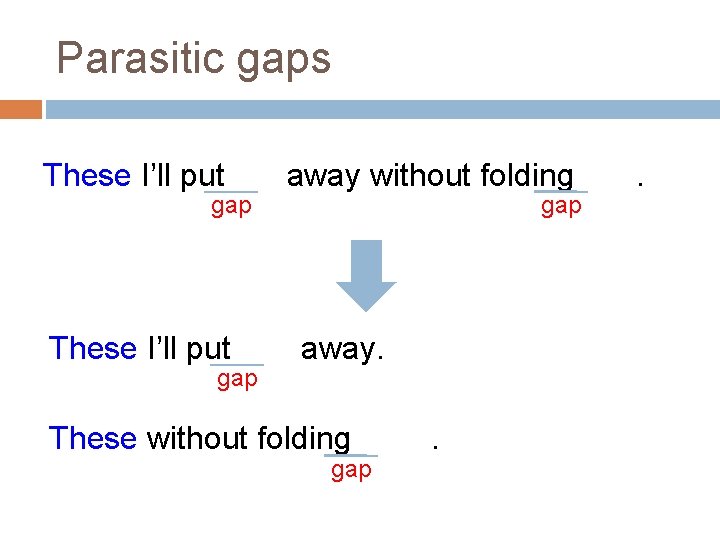 Parasitic gaps These I’ll put gap away without folding gap away. These without folding