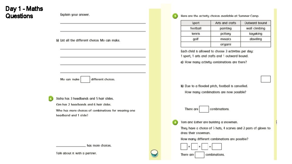 Day 1 – Maths Questions 